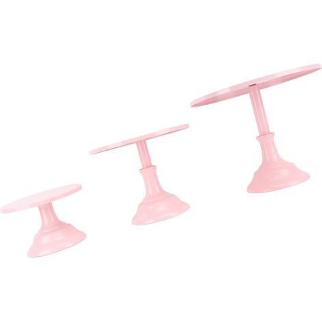 Ensemble de 3 présentoirs à gâteaux en métal de style européen, rose, pour fête de fille, mariage, anniversaire, baby shower, décoration intérieure (1/5)