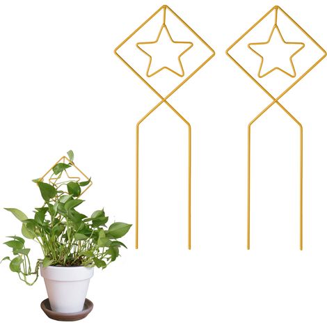 Treillis Décoratif Tuteur T70 pour Plantes en Fer Doré/Jaune Dimensions 12x45cm/22x45cm/20x40cm Cadre Moderne pour Ivre Monstera Jardin Maison Bureau (1/5)