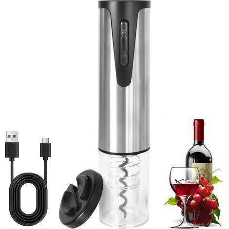 Tire Bouchon Électrique, Ouvre Bouteille Professionnel pour Vin Sans Fil Décapsuleur Automatique, Ouvre-bouteille avec Coupe-Capsule, Rechargeable, for Home, Restaurant, Parties, as a gift (1/5)