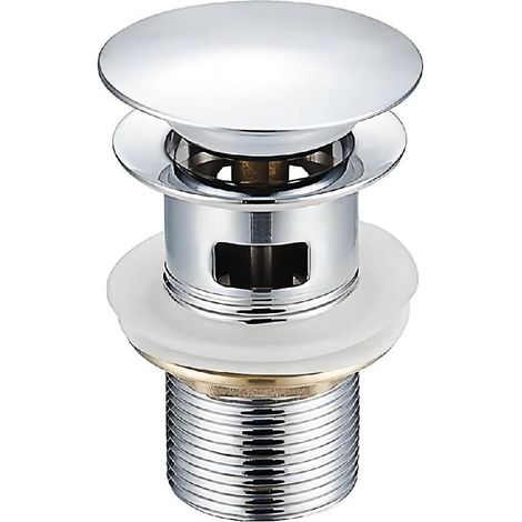 Un ensemble de vidange pour lavabo avec trou de trop-plein et soupape à ressort  un ensemble de vidange universel convenant aux lavabos et aux armoires de comptoir (argent). (1/5)