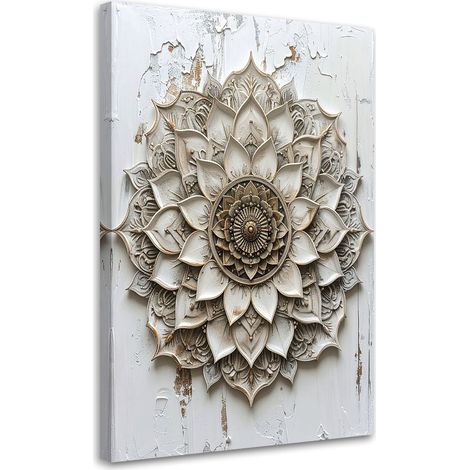 Tableau déco Mandala Zen Spa Oriental en beige 60x90 (1/4)