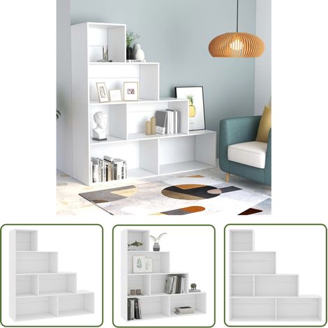 The Living Store Bibliothèque/Cloison Blanc 155x24x160 cm Bois d'ingénierie - Bibliothèque Blanche - Bibliothèque Moderne - Étagère Murale - Rangement Intérieur - Séparation Pièces (1/5)
