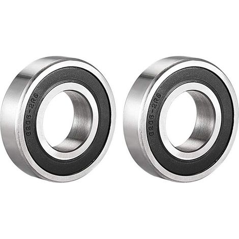 Set of 2 sealed ball bearings 6206-2RS, 30 x 62 x 16 mm, pre-lubricated, double chrome-plated steel seal, deep groove ball bearing 6206RS (1/4)