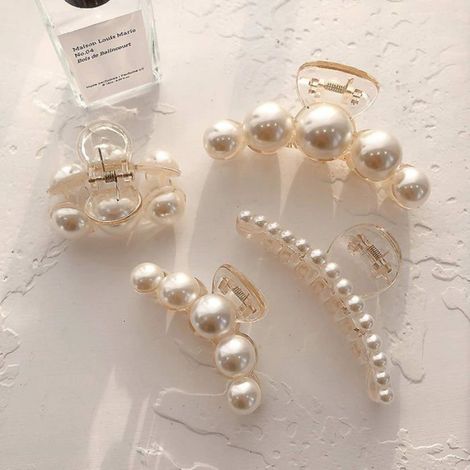 Pince À Cheveux - Résine Avec Perles Artificielles - Adhérence Renforcée - Antidérapante - Pour Salle De Bain Et Maquillage - Lot De 4