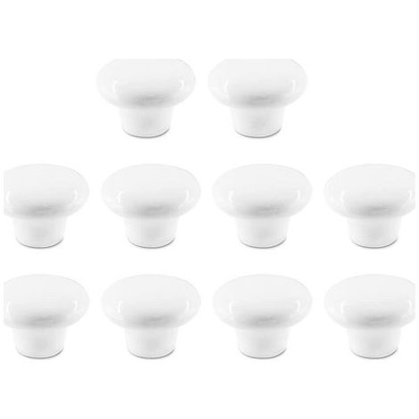 CCYKXA 10x White Ceramic Round Furniture Handle Single Hole Minimalist Style Cupboard Knobs with Screws