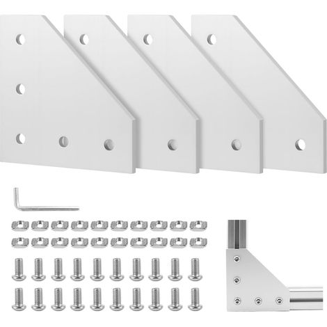4Pcs Plaque de Connexion Profil en Aluminium 40 x 40cm L Plaque de Jonction Extérieure, Supports D'angle, Plaque D'angle, Profilés Extérieur L Forme avec écrous vis clé pour 9mm Profilé Alu (1/5)