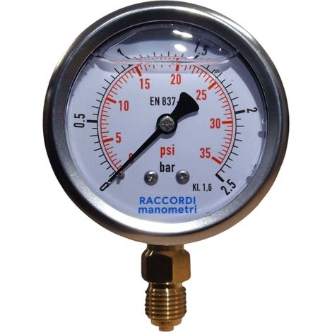 Manómetro radial de baja presión MG1-63, 2,5 bar, rosca de 1/4". (1/5)