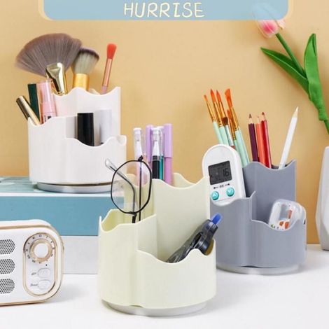 Tbest Organisateur de rangement pour stylos rotatif Organisateurs de bureau porte-stylo rotatif à 360 degrés, meuble bac (1/5)