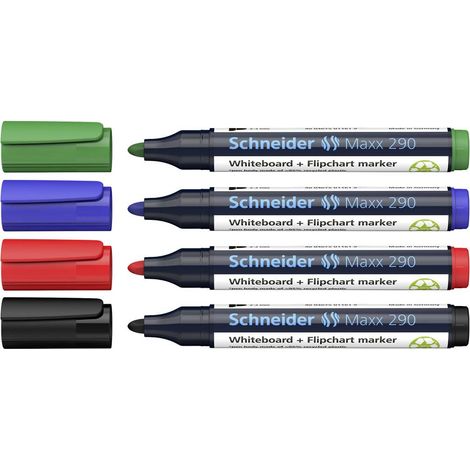 Schneider Schreibgeräte Maxx 290 129094 Marcatore per lavagna bianca Nero, Rosso, Blu, Verde 4 pz. (1/5)