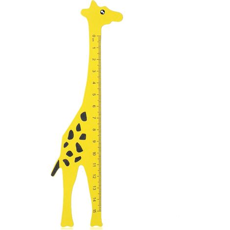 Règle girafe en bois - Mini règle scolaire de 15 cm, mesures métriques standard, joli motif animal pour enfants, papeterie en bois durable, idéale pour l'école et les devoirs
