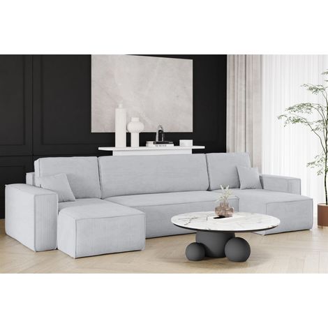 Wohnlandschaft Schlafsofa Sofa MARIS Stoff Poso Hellgrau (1/2)