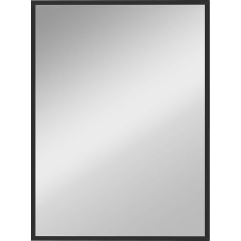 Miroir mural rectangulaire - 76 x 101 cm, bois noir - Cadre en bois - Pour salle de bain, salon, chambre - Design moderne et élégant (1/5)