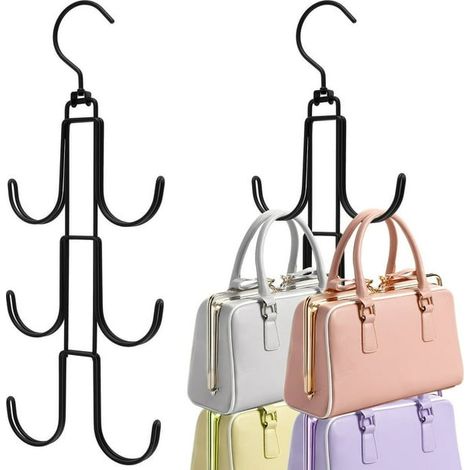 Organisateur de sac à main AMERTEER (lot de 2) pour placard, support rotatif en métal, gain de place (1/5)