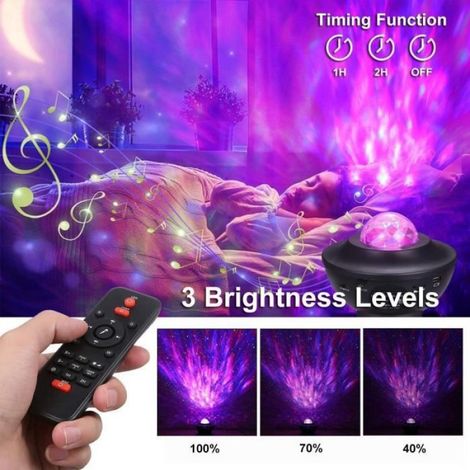 Projecteur LED Star Light Projecteur Ocean Wave Night Light Lampe de projection étoilée 2 en 1 Sound Activer le lecteur de musi[201] (1/4)