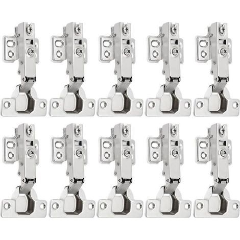 10 pièces Charnieres Porte Placard 110 Degré Complètement Recouvrante Charniere Porte Cuisine avec Amortisseur Intégré Mécanisme (1/4)