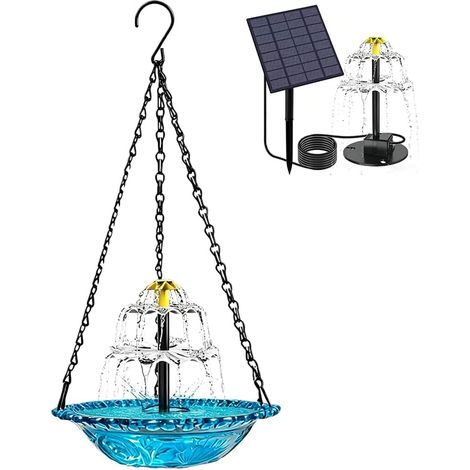 Fontaine Solaire Pour Oiseaux - Bassin D'eau Et Mangeoire - Décoration Jardin Extérieur - Résine Et Métal (1/5)