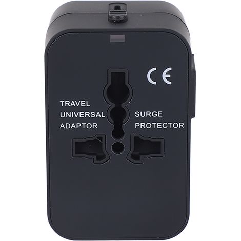 Adaptateur universel de voyage à prises US UK EU AU, convertisseur de prise électrique avec 2 ports USB, AC100-240V, noir (1/5)