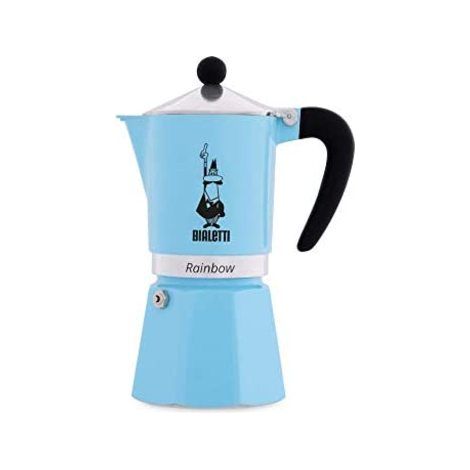 Bialetti Rainbow Cafetera Italiana Espresso,6 Tazas, Aluminio, Azul
