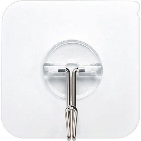 Confezione di ganci autoadesivi trasparenti, 5 kg (max), per appendere bagno, cucina, soffitto, pensile, parete, porta, accappatoi, portasciugamani (1/3)