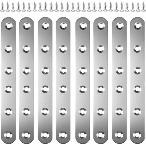 8 Pièces Patte d Assemblage Metal, 165mmx20 Connecteurs Plats en Acier Inoxydable Equerre Plate Inox avec Vis Assemblage Métallique pour Réparer Meubles En Bois, Armoires, Chaises, Tables (1/5)