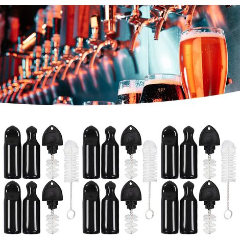 [Juego de cepillos y tapas para grifos de cerveza] Juego de 15 tapas para grifos de cerveza hechas de ABS, silicona y metal para limpieza y protección. (1/5)