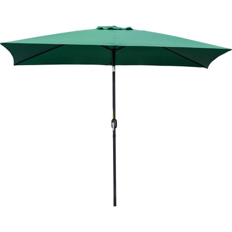 Parasol inclinable rectangulaire 3 x 2 m Vert aluminium polyester haute densité