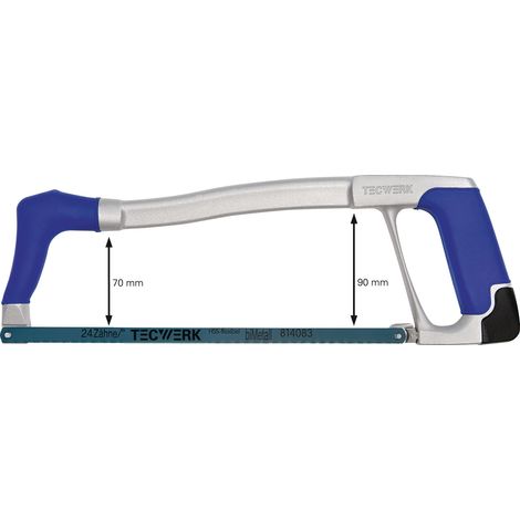 Arco de sierra para metales Hoja-L.300mm 24 Dientes/Pulgada Mango confort Fundición a presión de aluminio TW (1/2)