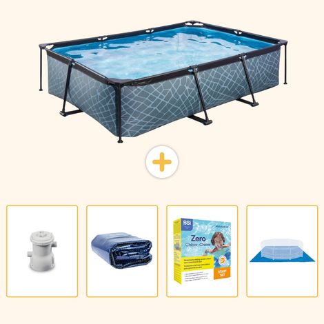 Exit-toys Piscine Exit Rectangulaire - Effet Pierre - 300x200x65 cm - 5-pièces SCB66 (1/5)