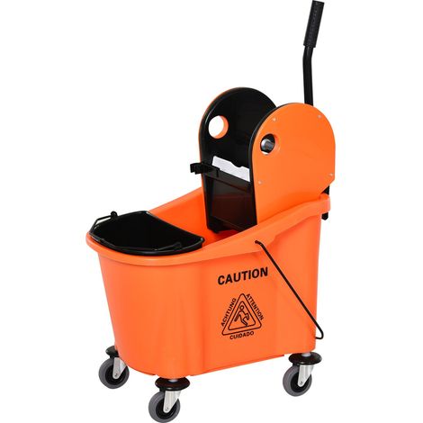 Carrello Pulizie Secchio 36L con Separatore Acqua e Strizzatore Rimovibile 54x41x91,5 cm  Arancione (1/5)