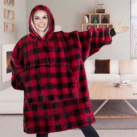 Pull Couverture - Plaid Polaire Avec Manches - Pour Adulte Homme Femme - Ultra Doux Et Chaud - 1 Pièce (1/4)