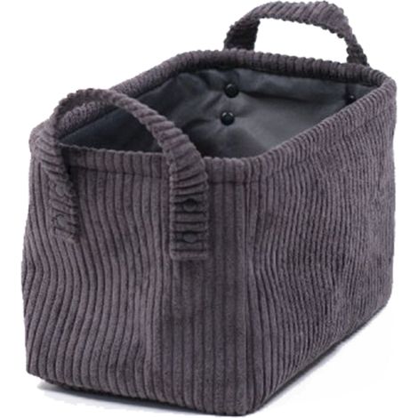 Corbeille fusain rectangulaire cosy en velours côtelé (1/3)