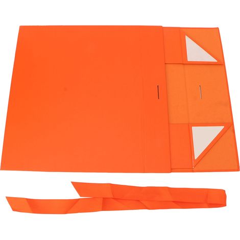 Boîte cadeau cosmétique pliable avec couvercle et ruban, orange, 12,2 x 10,6 x 3,5 pouces, idéale pour parfum, emballage élégant et réutilisable. (1/5)