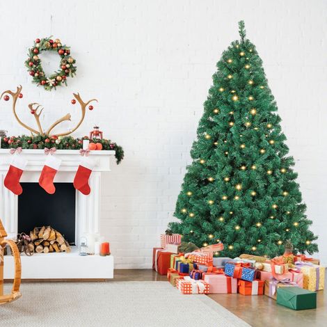 Jiubiaz Albero di Natale artificiale riutilizzabile, con rami automatici e supporto in metallo, con luci a LED, 150 cm. (1/5)