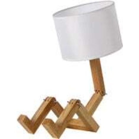 royaluxe -Lampe de chevetLampe de Bureau Robot en Bois Massif Lampe de Bureau Pliante-Avec Ampoule 5W Lumière Chaude