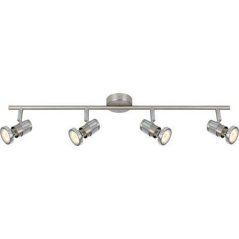 Plafonnier industriel 4 spots orientables GU10 satin/chrome Emina