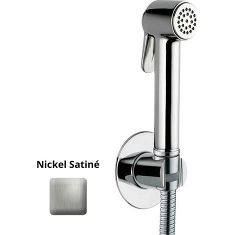 Ensemble douchette avec support et flexible en laiton 125 cm Paloma-Brass Nickel satiné - Bossini CA2001B094 (1/2)