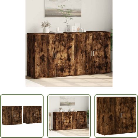 vidaXL Räuchereiche -  Sideboards 2 Stk. Räuchereiche 79x38x80 cm Holzwerkstoff (1/5)