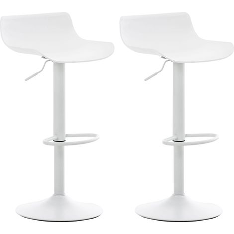 Set di 2 sgabelli da bar dal design contemporaneo ad altezza regolabile in plastica bianca con piedi a tromba bianchi TDB10286