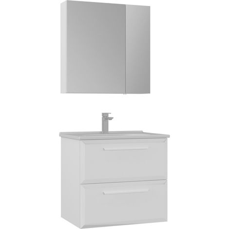 Ensemble Meuble Vasque avec Miroir (2 Pièces) "Nuvola 65 v2" - 65 x 50 x 62 cm - White (1/3)