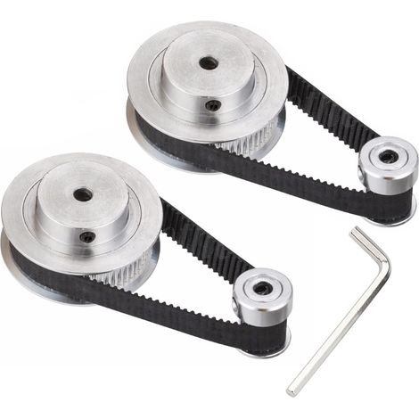 2 pulegge in alluminio 2GT con foro da 5 mm e 60 denti, 2 cinghie dentate sincrone GT2 da 20 denti, 2 cinghie in gomma a circuito chiuso da 200 mm per stampante 3D CNC.