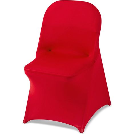 Lot de 50 housses de chaise rouges en polyester et élasthanne, extensibles, pour mariages, fêtes, banquets et autres réceptions. Convient aux chaises mesurant jusqu'à 45 x 46 x 77 cm (17,72 x 18,11 x (1/5)