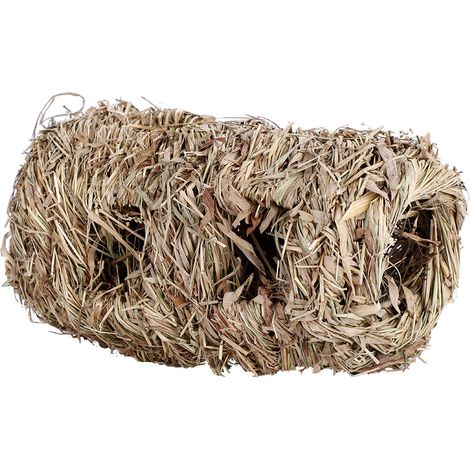 1 maison en herbe, tapis à mâcher et lit pour lapin, hamster, cochon d'Inde, abri confortable et jouet dentaire (1/5)