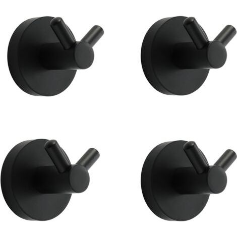 royaluxe-Noir Crochet Mural Acier INOX Patère Murale Double Ronde Patere Porte Manteau Installation à Vis Crochet de Manteau pour Cuisine,4 PCS (1/4)