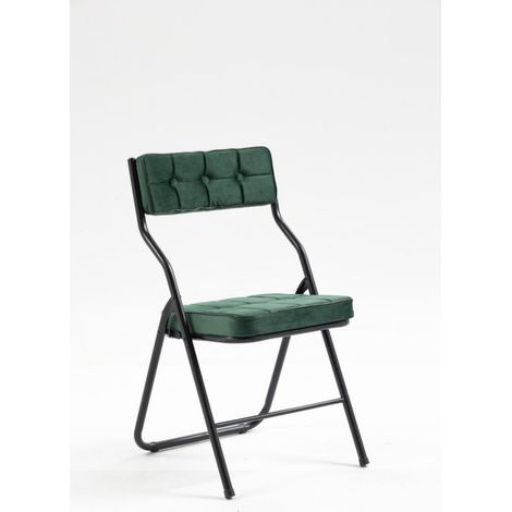 Chaise pliante pack de 2 avec coussin, portable pour salle à manger, cuisine, bureau, invités, fête et mariage, couleur verte. (1/5)