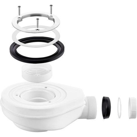 26 cm, EMKE Shower Tray Drain Kit with Siphon and Hair Filter, Shower Waste Drain Hole Kit, Adjustable Height 90 mm Diameter, White (1/5)