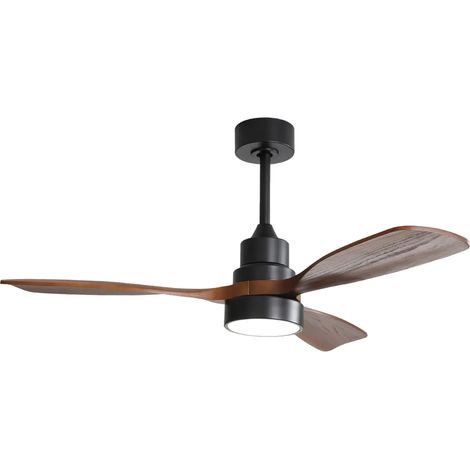 LED Deckenventilator - Holz Deckenventilator 122 cm - Deckenventilator mit Licht - Massivholz - Reversibler DC Motor - Fernbedienung - Walnussoptik