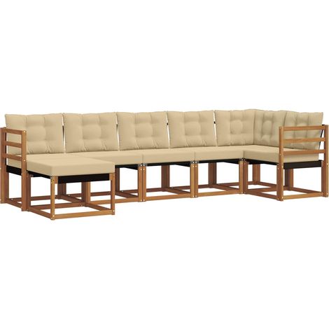 Ensemble de canapés d'extérieur 7 pcs  Salon de jardin Naturel et Beige (1/5)