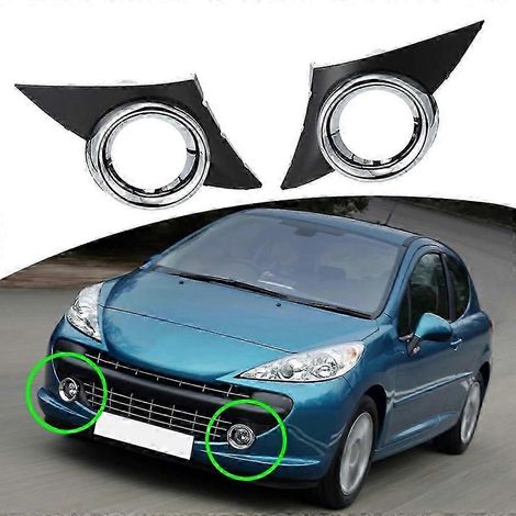 Cubierta cromada para faro antiniebla delantero izquierdo, marco de faros antiniebla, rejilla, accesorios para automóvil para Peugeot 207 Sport 2006-2009（） (1/4)