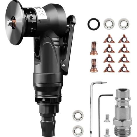 Manual pneumatic chamfering tool, mini compressed air chamfering machine, 30000 rpm, 45° angle with 1/4 inch air inlet for chamfering and deburring (R-angle blades) (1/5)