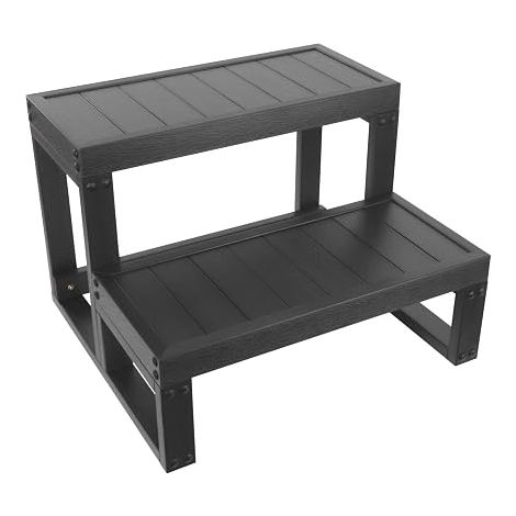 Marchepied de Baignoire 2 Marches en WPC Noir, 60x54x42 cm, Escabeau de Bain Antidérapant et Robuste pour Baignoire, Spa, Jacuzzi - Facile à Monter, pour Adultes et Seniors (1/5)